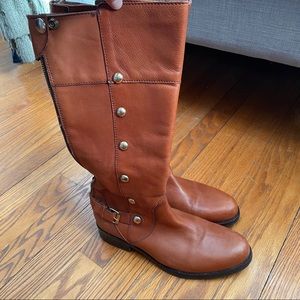 Steve Madden Olster Cognac Leather Riding Boots